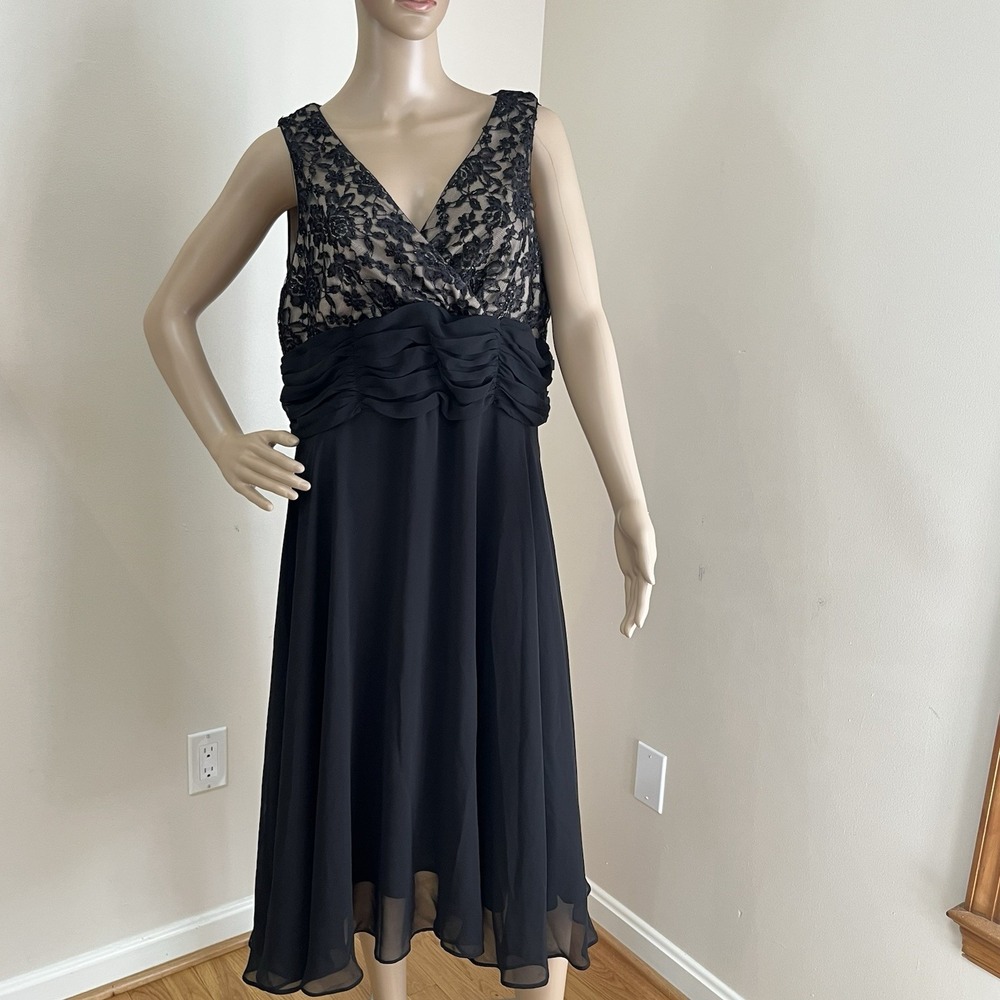 Studio 1940 Vintage Floral Lace Midi Dress Size 16 Black‎ LBD